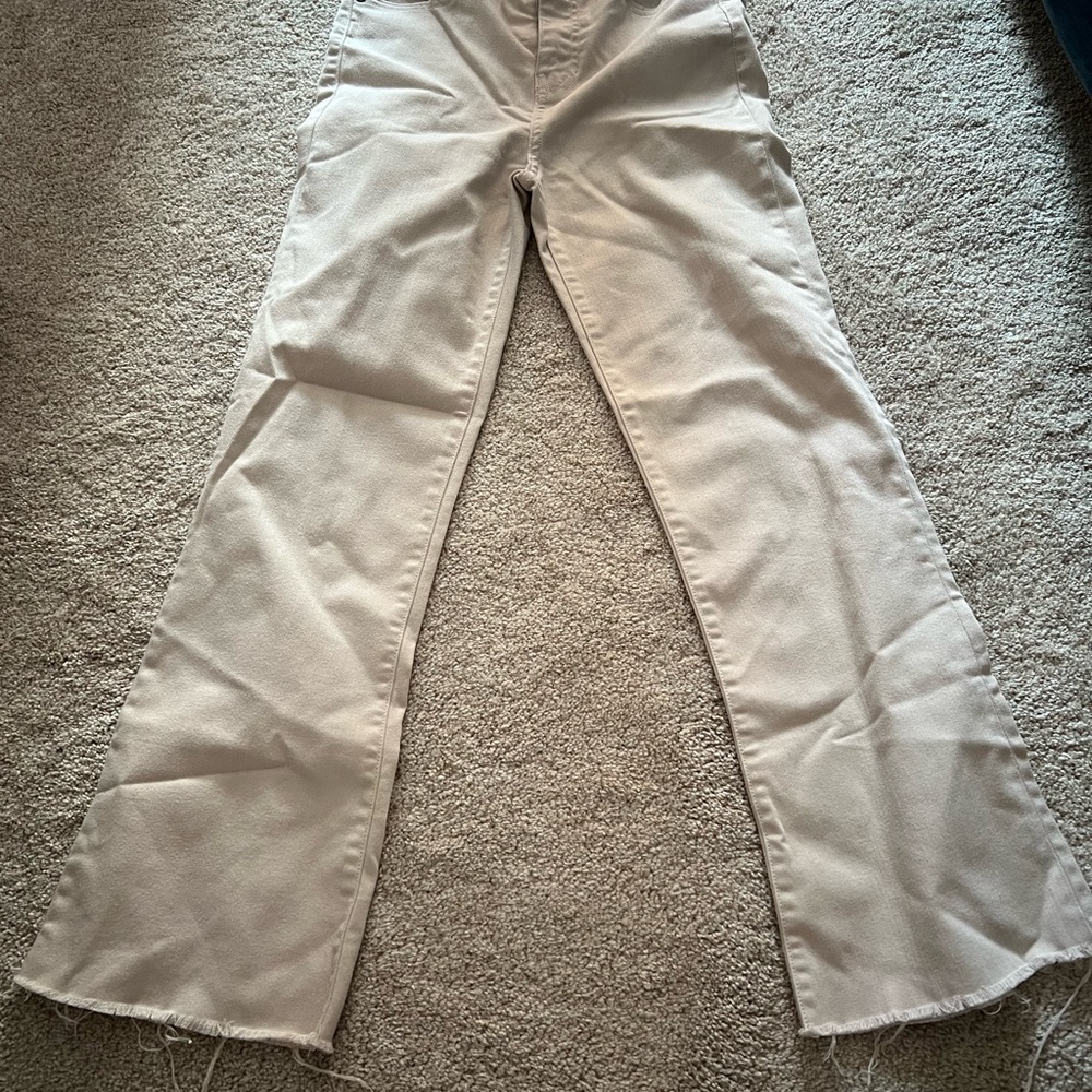 Harper Tan Flare Wide Leg Jeans